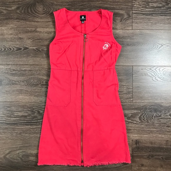 Element Womens Full Zip I Love Trees 2000s Vintage Style Crimson Skater Dress 6 - Picture 1 of 7